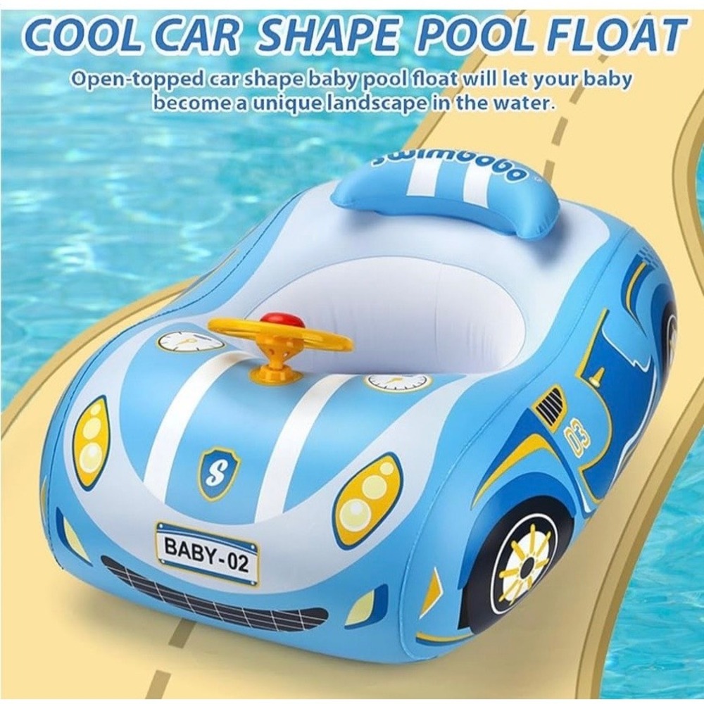 NEW Baby Car 1-4 Yrs Pool Float with Canopy and Steering Wheel UPF 50 - Picture 2 of 12